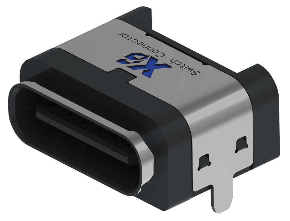 XB-ATCF-06-019,20 TYPE C 6P 板上防水母座A款(外壳2脚插板,端子SMT)